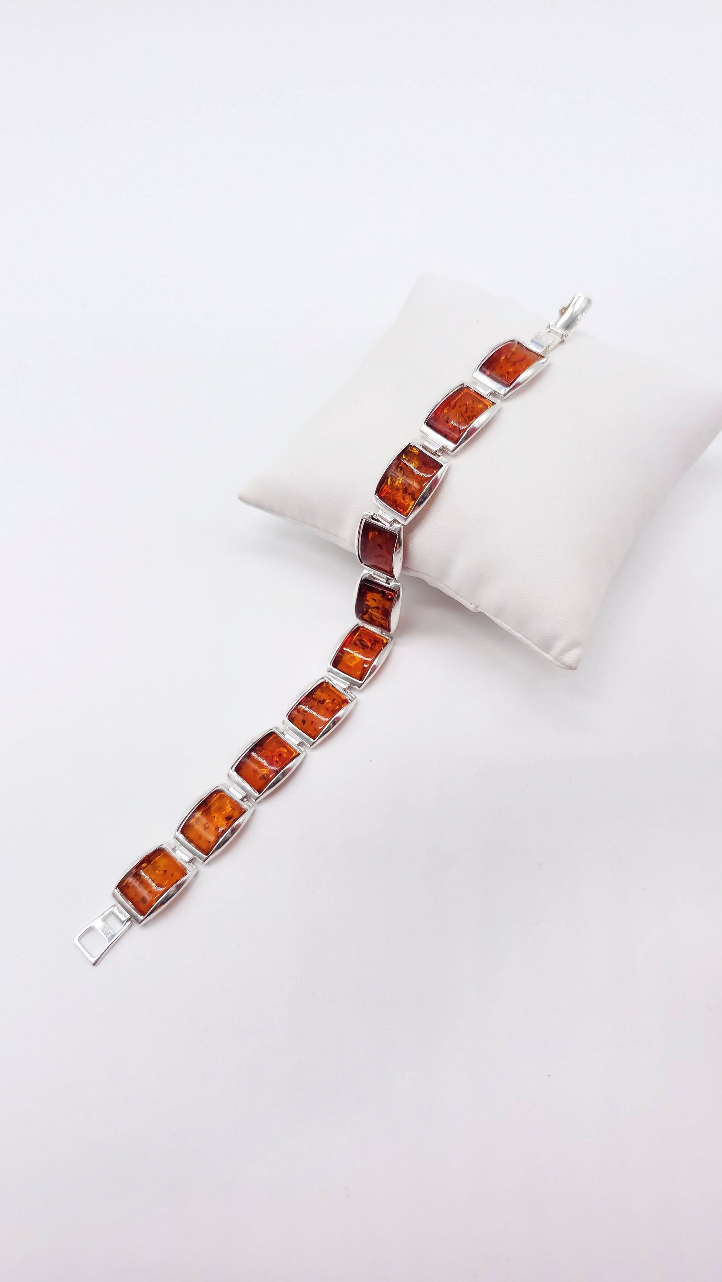 Rectangular amber bangle 925 silver