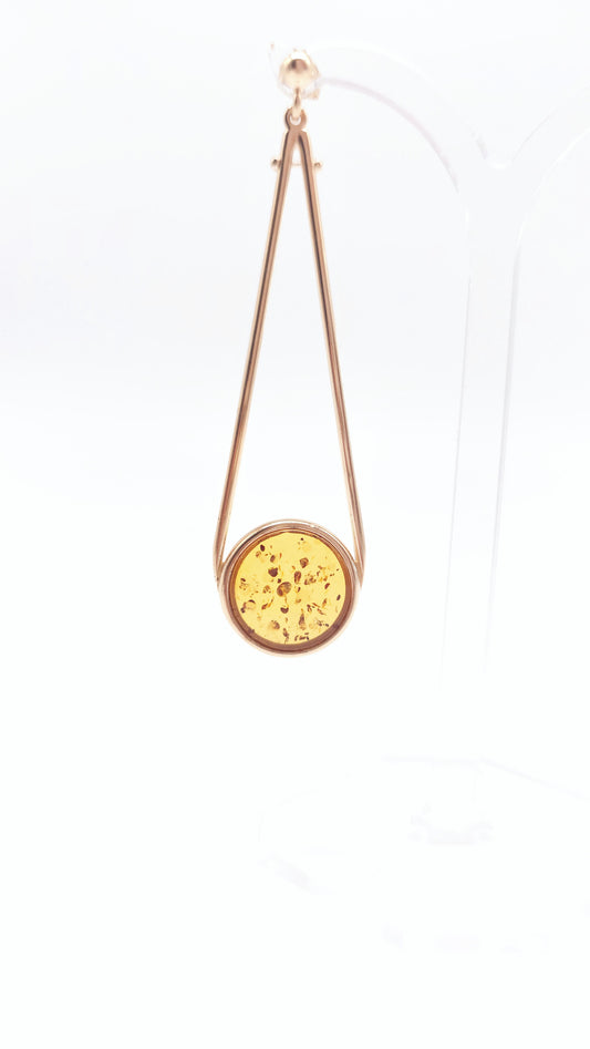 Golden drop earrings amber 925 silver ladies