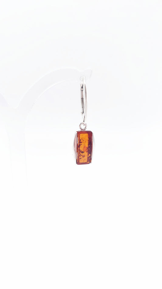 Minimalist amber earrings 3 cm long