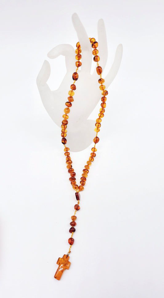 Religious jewelry amber – rosary with deep shine