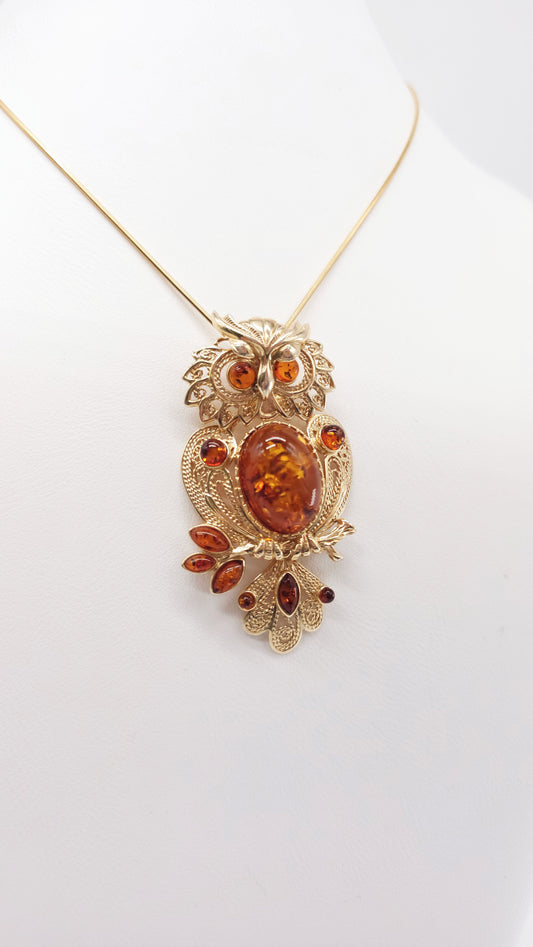 Handmade owl pendant amber – for special people