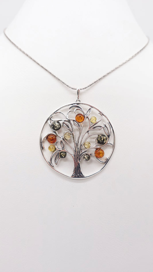 Large Tree of Life pendant with genuine amber