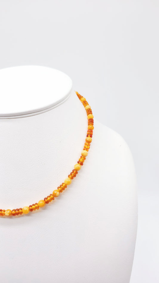 Handmade necklace – natural amber in yellow tones