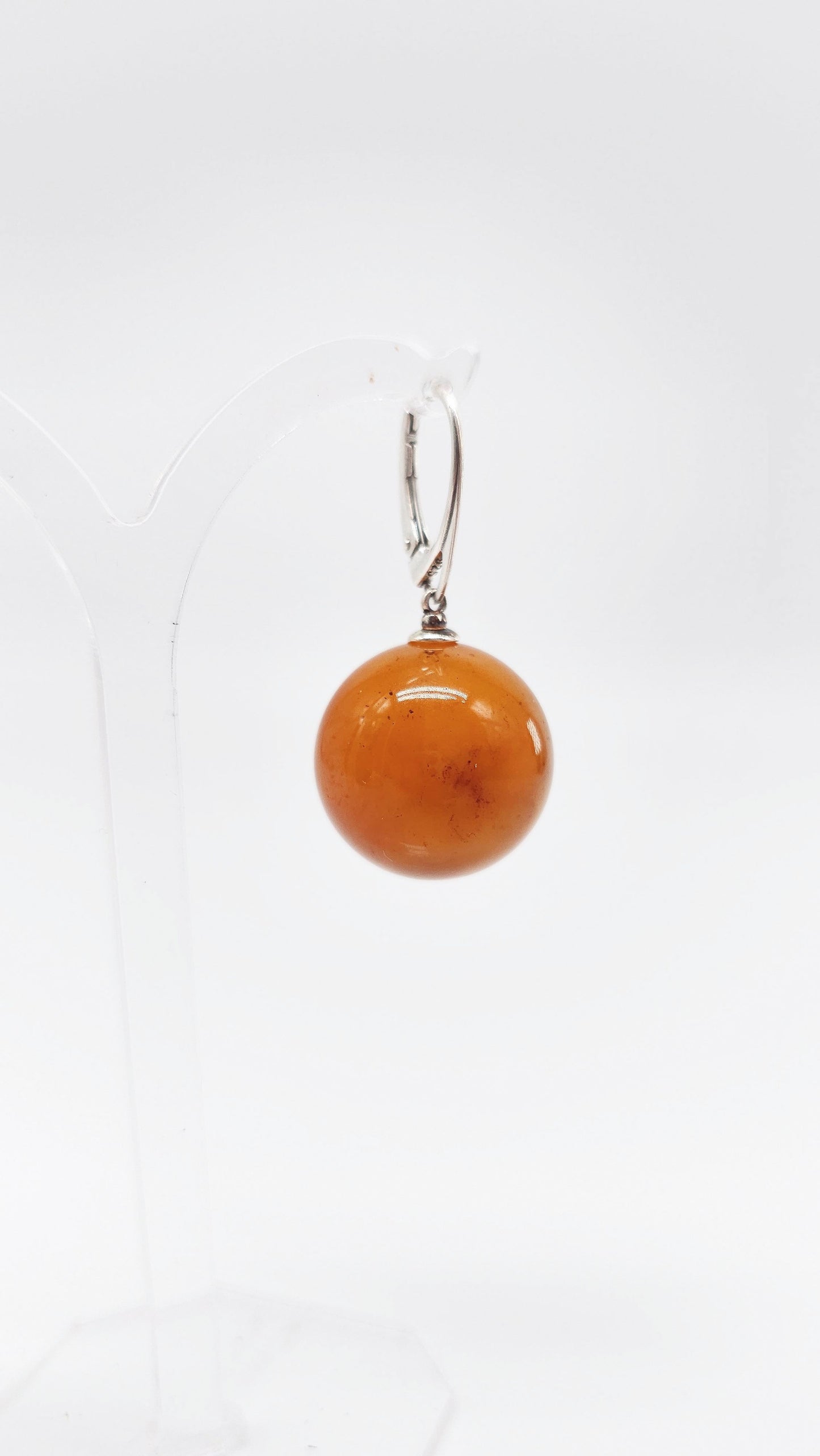 Amber ball earrings – 925 silver, 3 sizes available