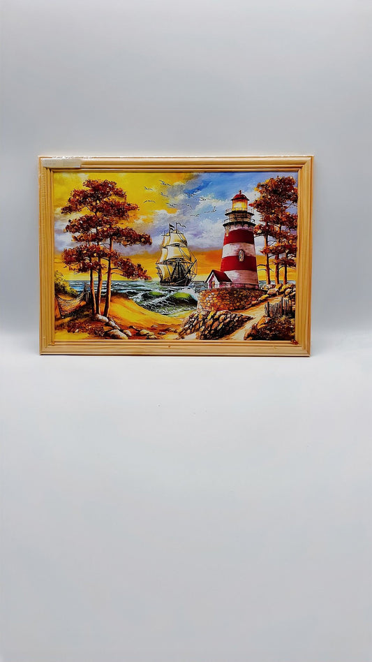 Maritime scene made of amber