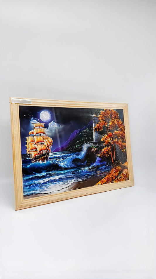 Moonlit Night at the Lighthouse – Nautical Painting