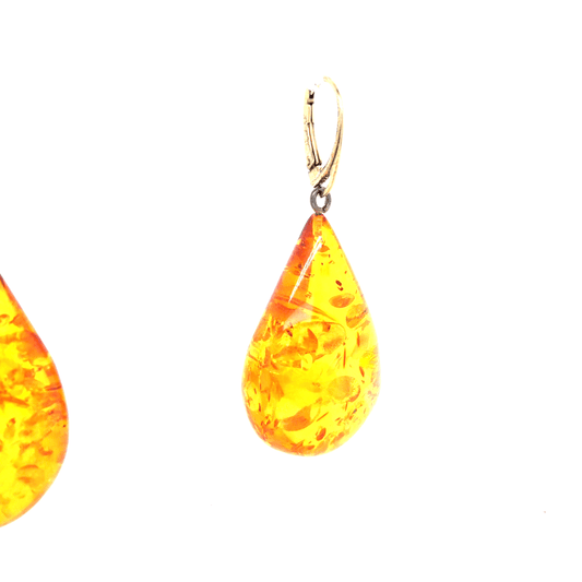 Große Bernstein Ohrringe Ostsee Silber