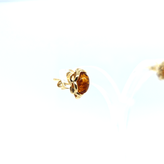 Delicate Gold-Plated Baltic Amber Earrings