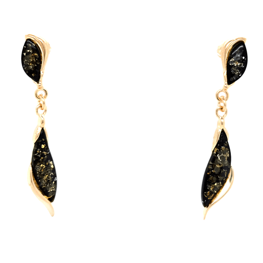 Lange Bernstein Ohrringe vergoldet 925 Silber