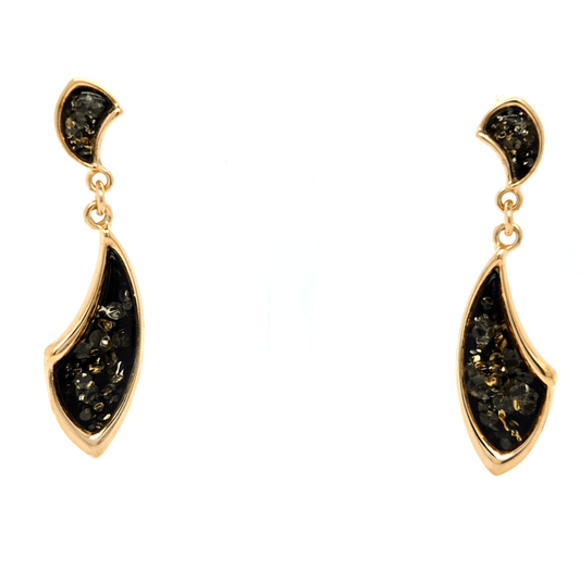 Bernstein Ohrringe 925 Silber vergoldet Damen