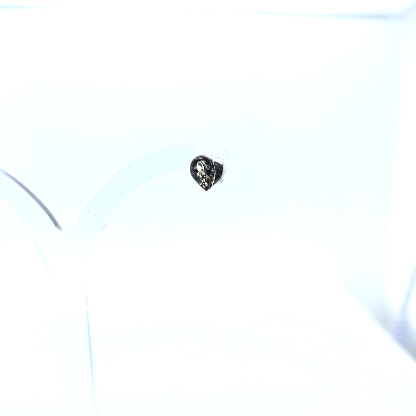 Small Heart Stud Earrings Amber Silver