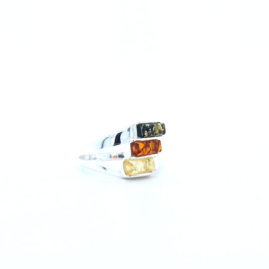 Damenring aus 925 Sterling Silber mit baltischem Bernstein
