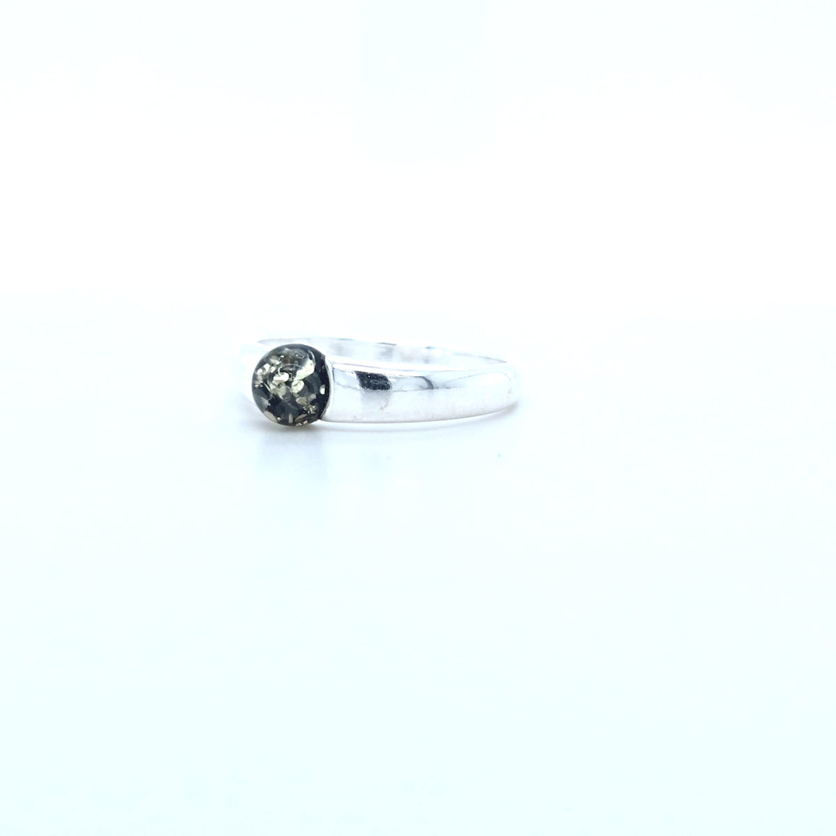 Minimalist women's ring with real amber