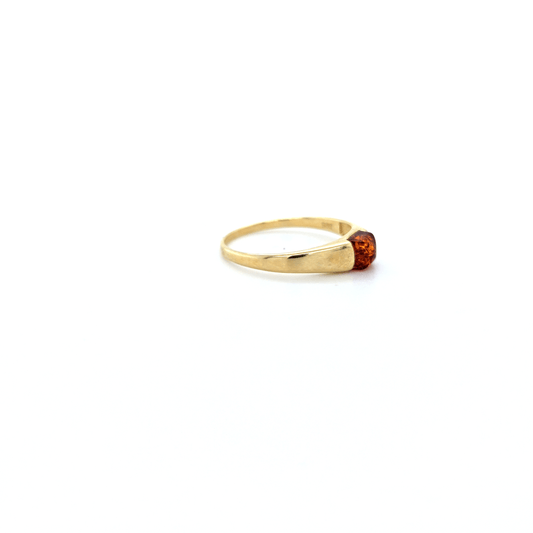 Minimalistische barnsteenring verguld 925 zilver
