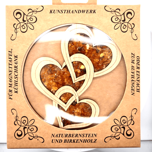 Herz Mandala aus Bernstein und Holz