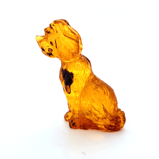 Handgefertigte Hundefigur aus echtem Bernstein