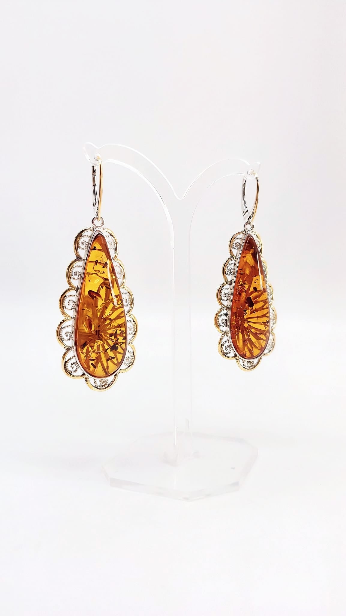 Silberohrringe mit Naturbernstein – Damen Schmuck