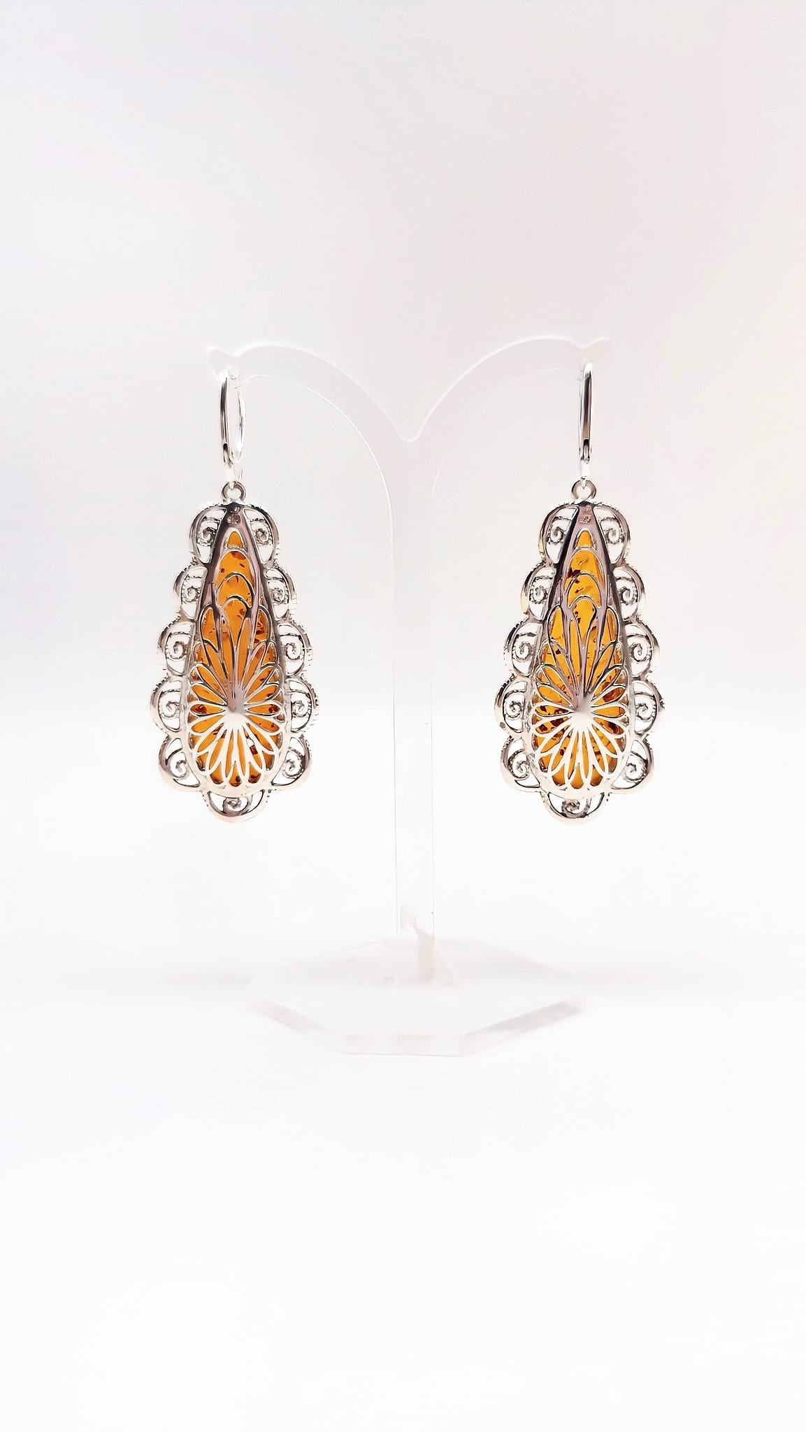 Silberohrringe mit Naturbernstein – Damen Schmuck