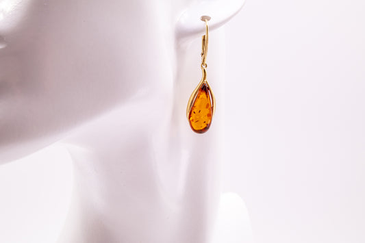 Exclusive gold-plated earrings with amber online