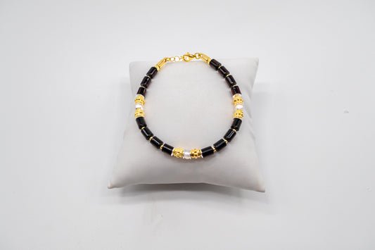 Women's bracelet gold-plated amber & sea pearls