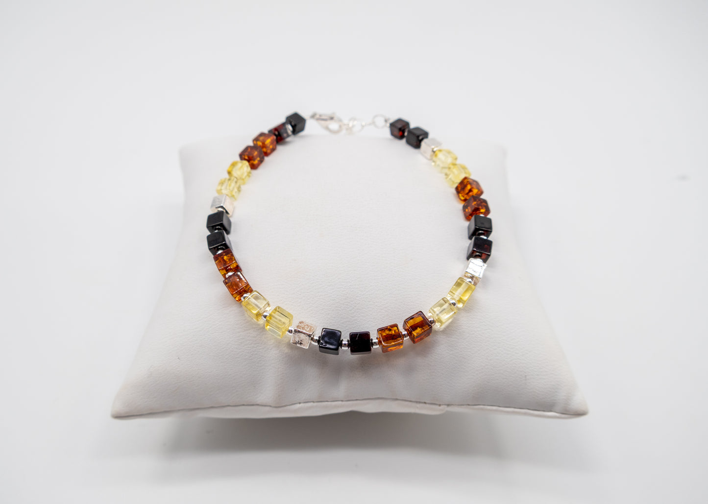 Buy silver bracelet with colorful amber online