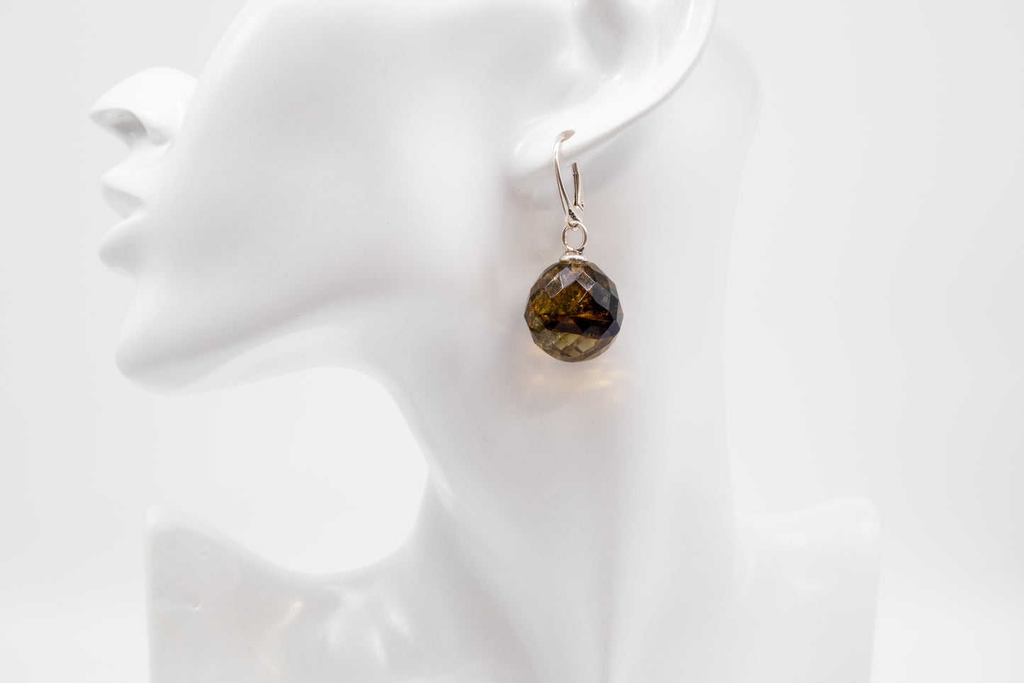 Handmade unique earrings with amber for women