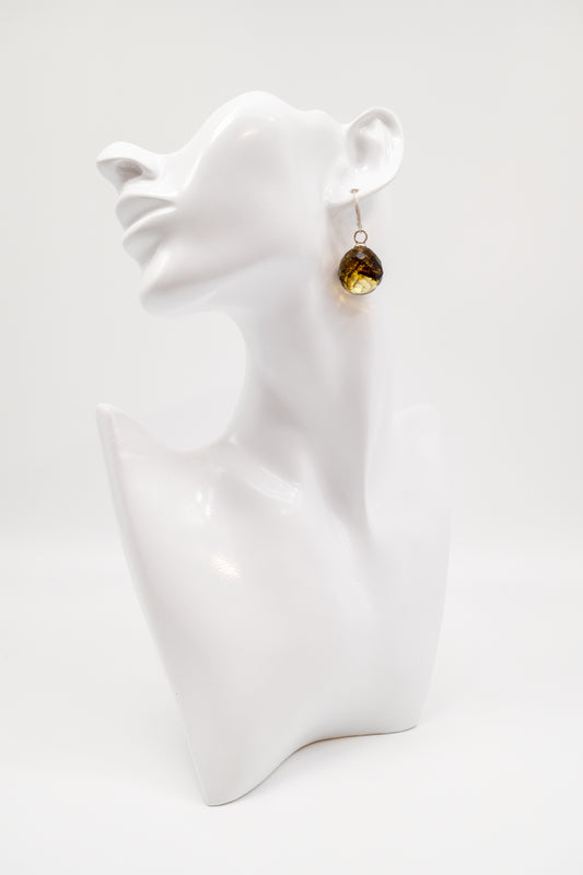 Handmade unique earrings with amber for women