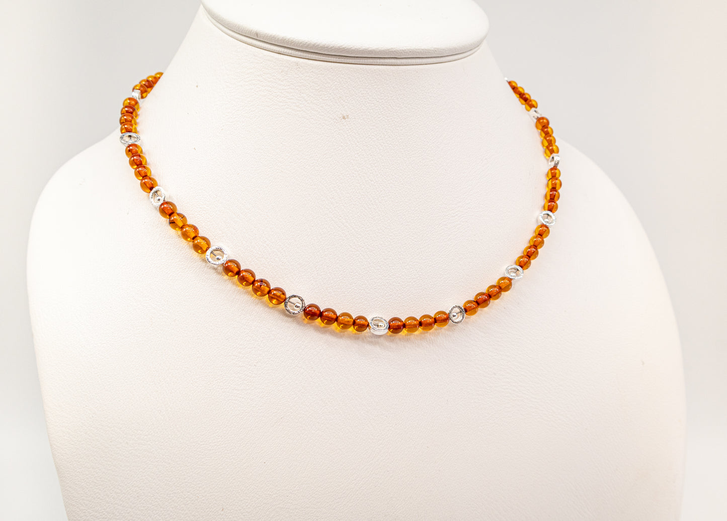 Order silver necklace with amber for women