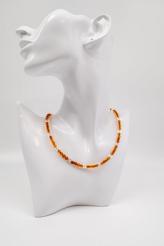 Order silver necklace with amber for women