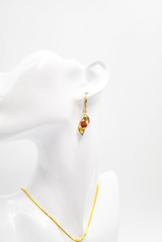 Tricolor amber earrings – gift idea for women