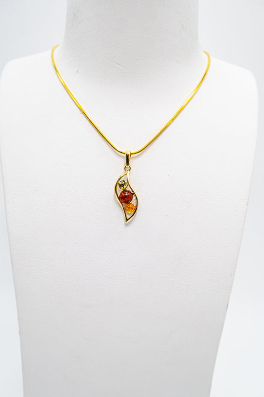 Noble 24K gold-plated pendant – amber in 3 colors