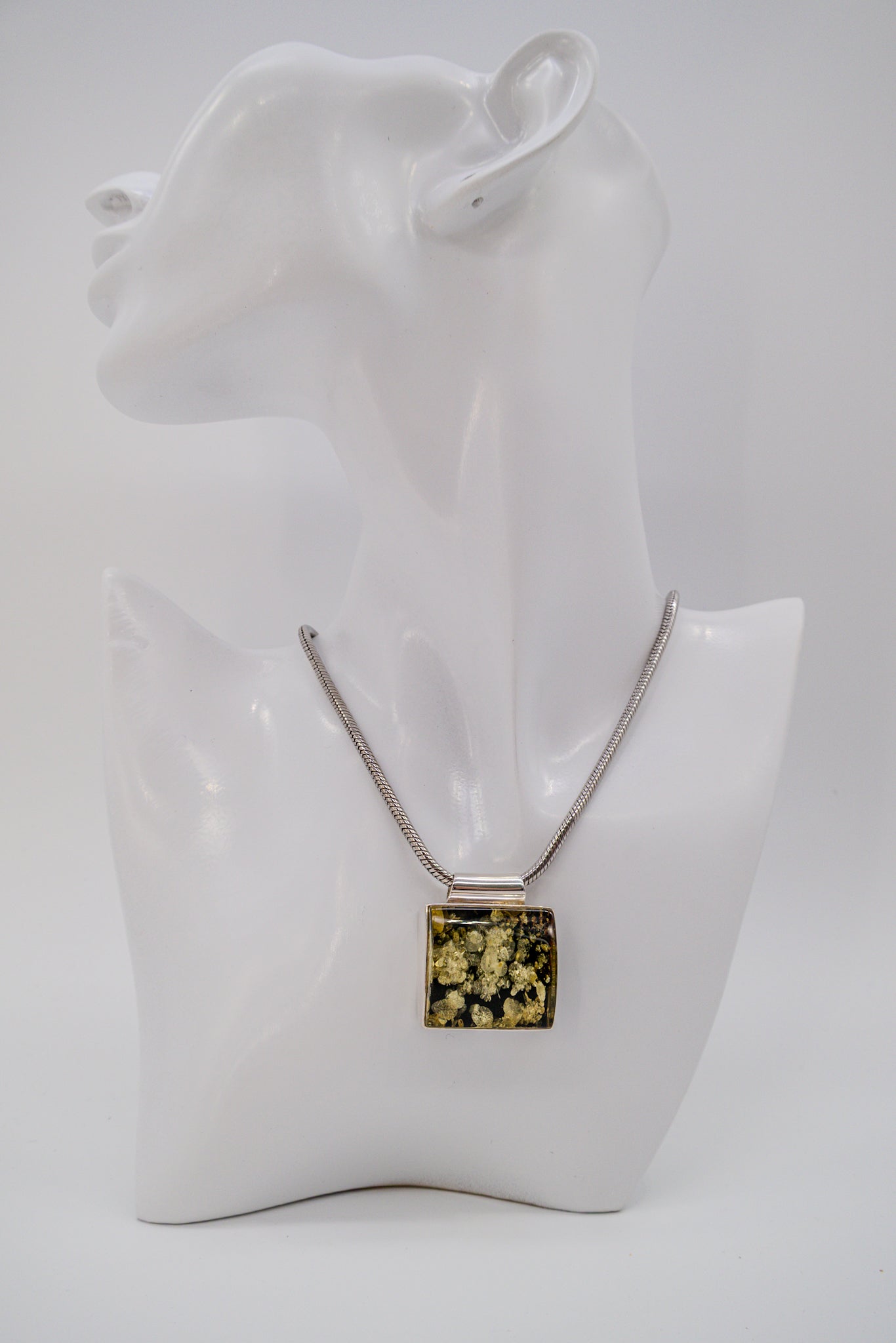 Modern amber pendant – handmade silver jewelry