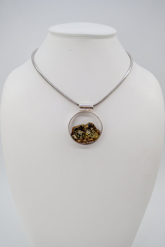 Silver Jewelry Women – Elegant Amber Pendant
