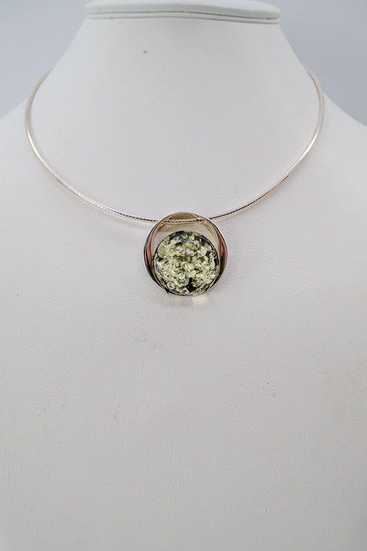 Buy amber pendant – handmade from silver