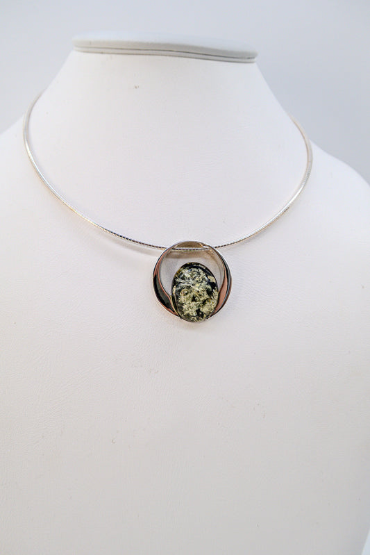 Silver unique jewelry – high-quality amber pendant