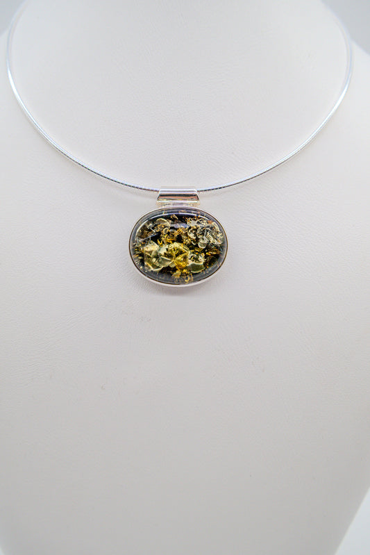 Amber pendant silver with 45 cm chain – unique