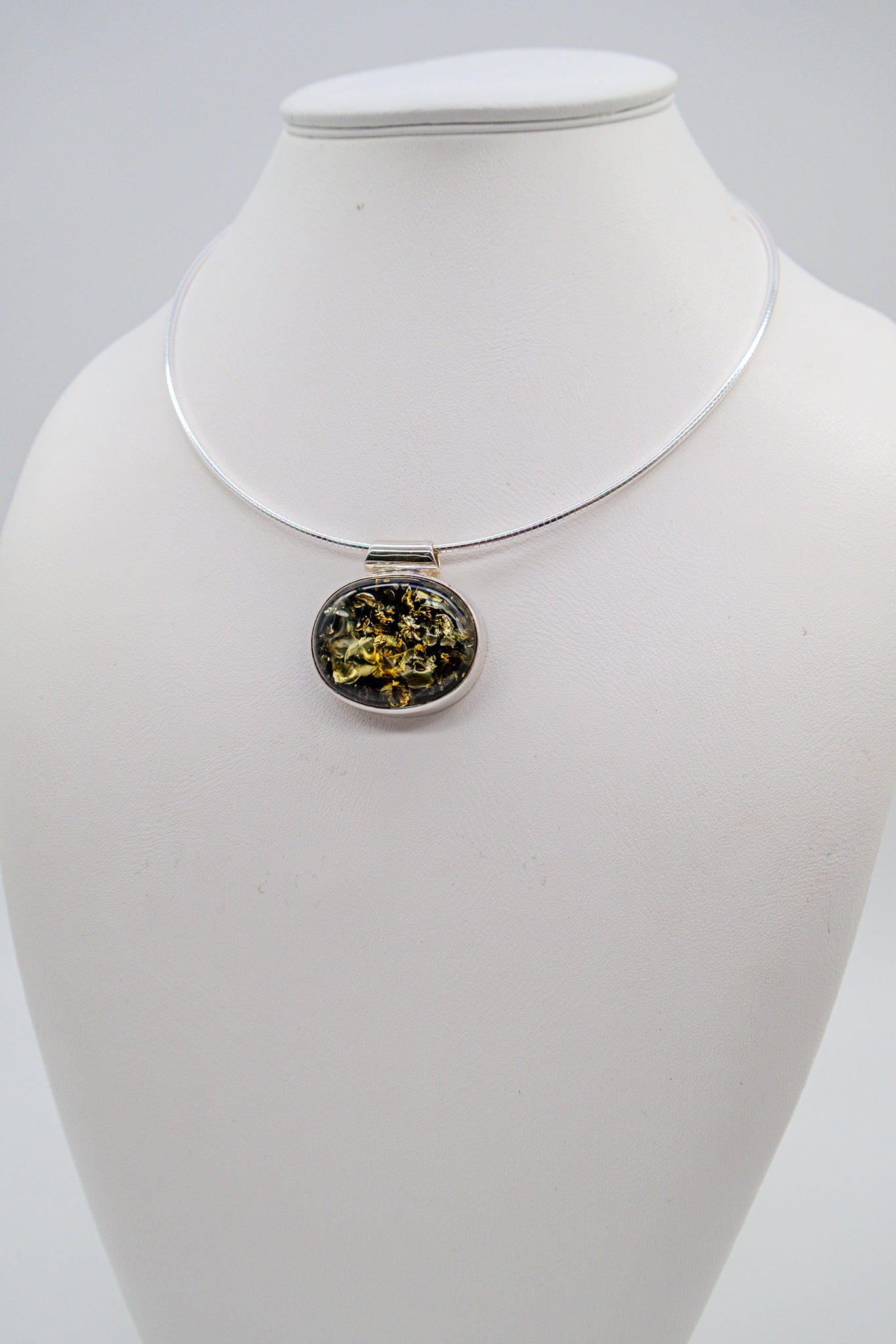Amber pendant silver with 45 cm chain – unique