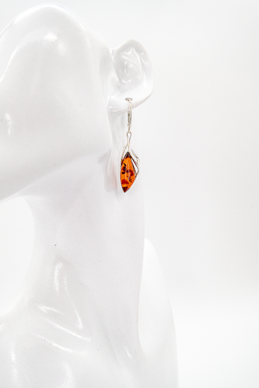 Lightweight amber earrings – handmade