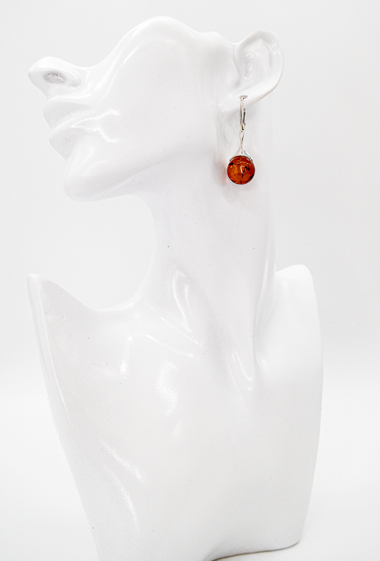 Round earrings 925 silver – amber jewelry for women
