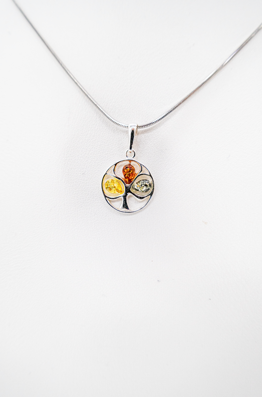 Tree of Life pendant with genuine amber