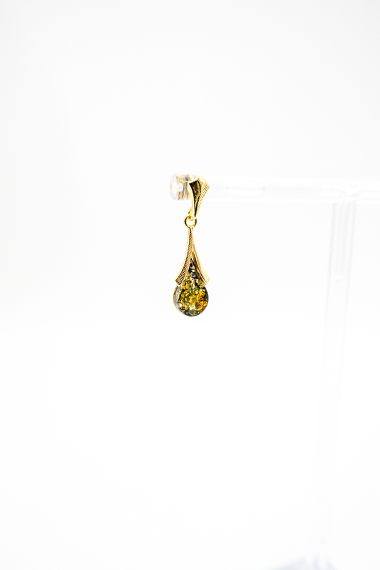 Small drop earrings 24K gold plated amber