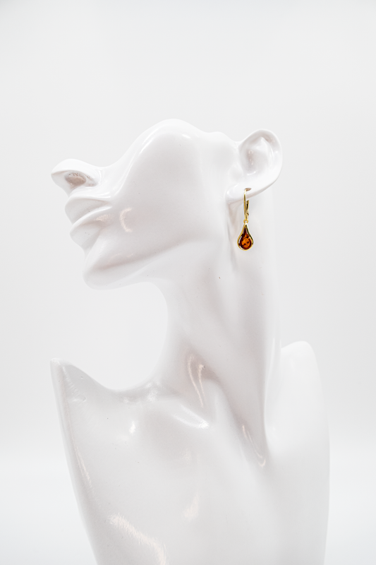 Drop Earrings Amber – Gold-Plated Elegance