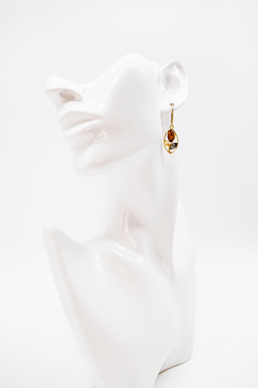 Gold-plated earrings - amber earrings stylish and elegant