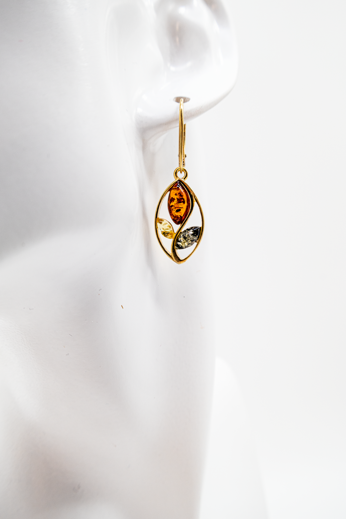 Gold-plated earrings - amber earrings stylish and elegant