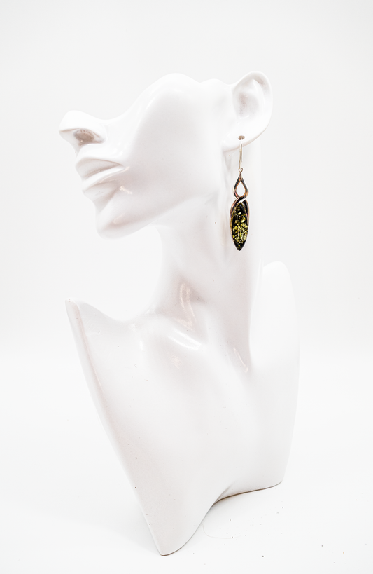 Long earrings for women – silver & amber exclusive
