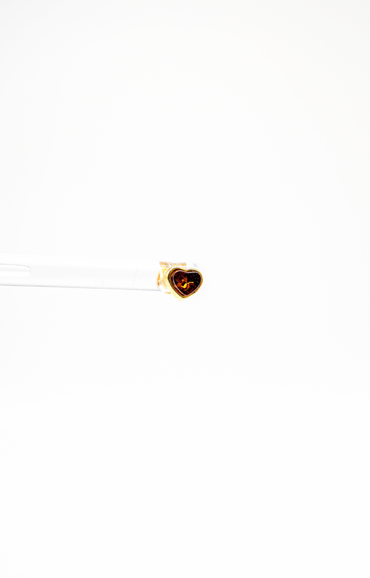 Heart-shaped stud earrings – handmade amber earrings