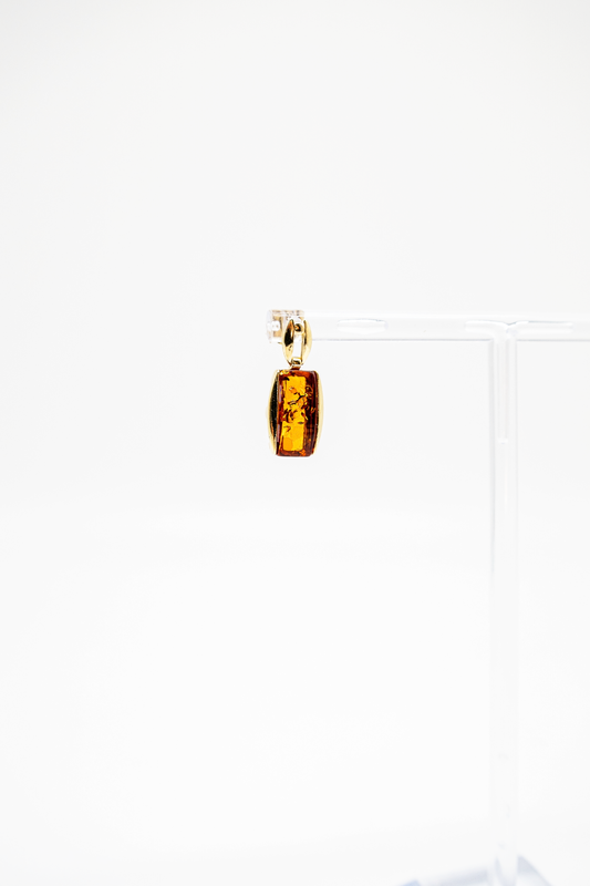 Rectangular Amber Earrings – Gold-plated earrings