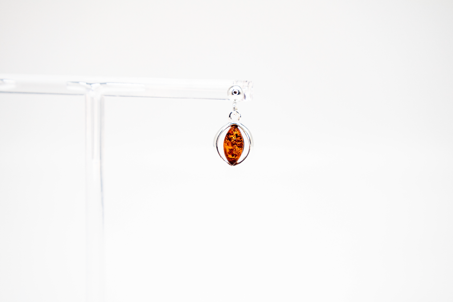 Ovale Fassung, Cognac‑Bernstein – 925 Sterling Silber