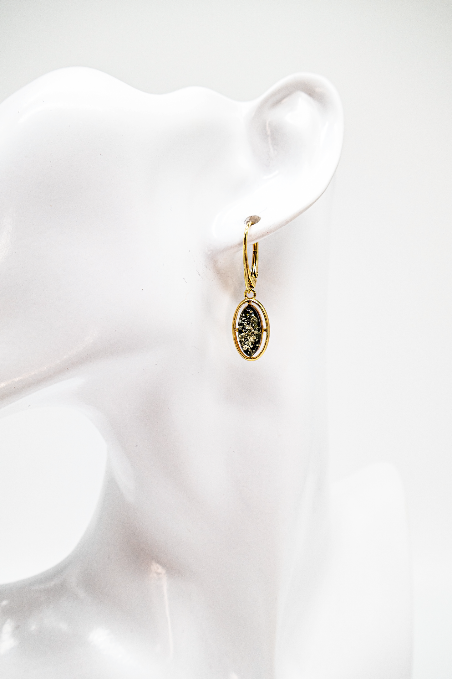 Stylish earrings amber unique – 24K gold plated