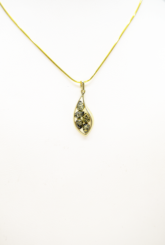 Buy gold-plated amber pendant with 45 cm chain